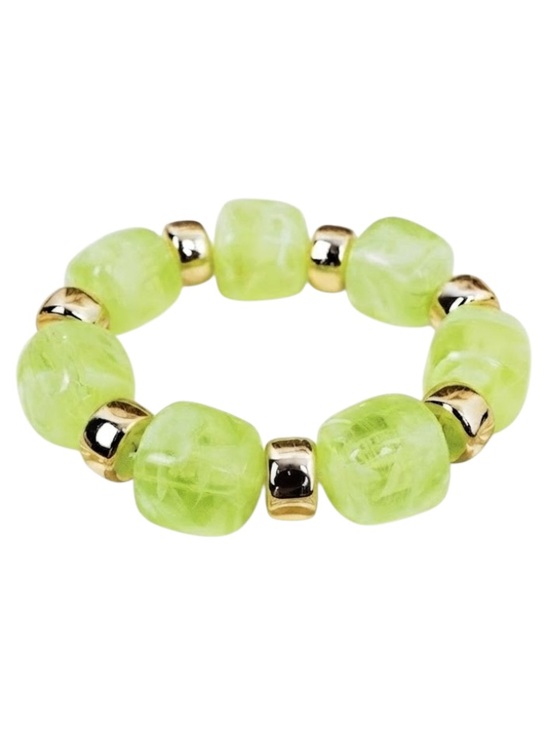 Viola Jewelry - Viola Lime Green & Gold Tone Soho Brunch Beaded Stretch Bracelet (NWT)